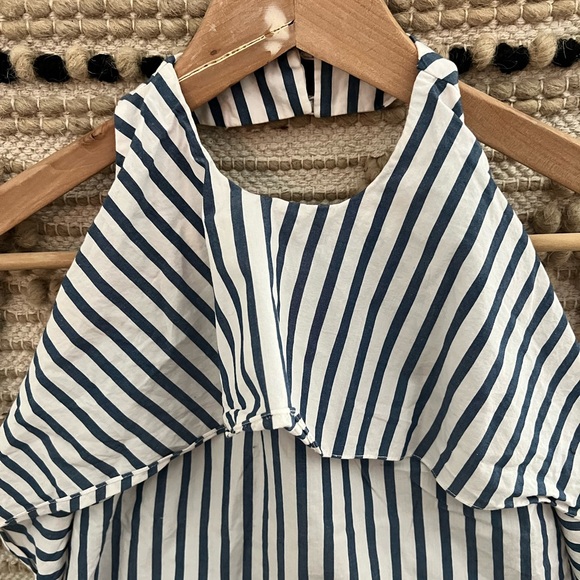 ALICE + OLIVIA| Stripe 100% Cotton Ruffle Swing Top - Picture 6 of 11